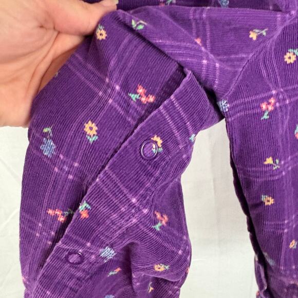 All Mine Vintage Purple Corduroy Floral Print Bubble Romper 24 Months - Picture 2 of 8